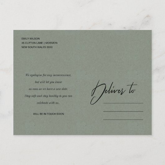 赤面ピーチピンク結婚フローラの日付の遅延 案内ポストカード (裏面)