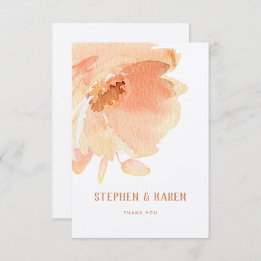 赤面ピーチピーオンエレガントウェディングサンキューカード サンキューカード (正面/裏面)
