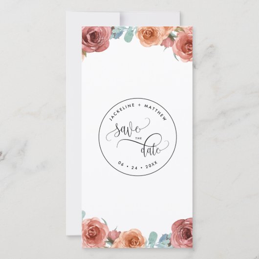 赤面ピーチフローラウェディング日付ブックマークを保存 (裏面)