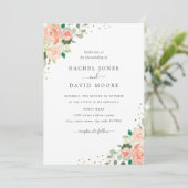 赤面ピーチフローラウォーターカラー紙吹雪結婚ズ 招待状 (スタンド正面)