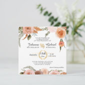 赤面ピーチフローラ牡丹の水の色の葉 招待状 (スタンド正面)