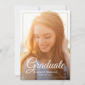 赤面ピーチフローラ金ゴールドグリッター写真卒業 招待状 (裏面)