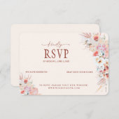赤面ピーチフローラQRコードRSVP 結婚's 出欠カード (正面/裏面)