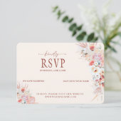 赤面ピーチフローラQRコードRSVP 結婚's 出欠カード (スタンド正面)