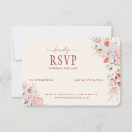 赤面ピーチフローラQRコードRSVP 結婚's 出欠カード