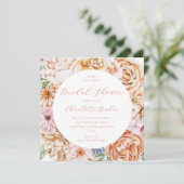 赤面ピーチブライトカラフルフローラブライダルシャワー 招待状 (スタンド正面)