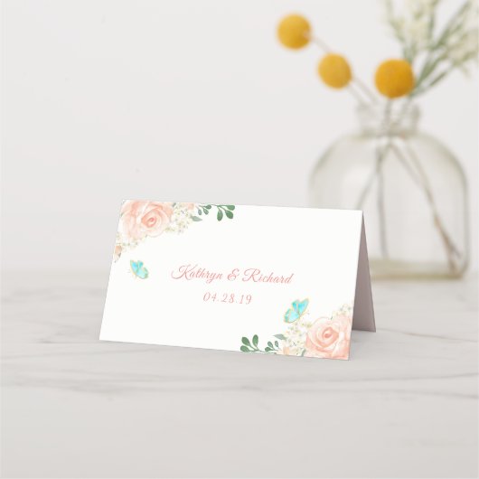 赤面ピーチブロッサム結婚フラワーズ座席表 プレイスカード (裏面)