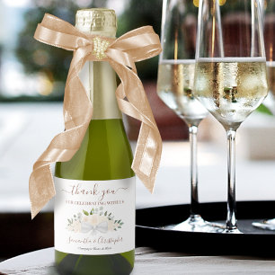 赤面ピーチボホフローラ結婚ズサンキューミニ スパークリングワインラベル