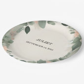 赤面ピーチミントモスセージグリーンブライダルシャワー ペーパープレート (アングル)