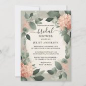 赤面ピーチミントモスセージグリーンブライダルシャワー 招待状 (正面)
