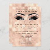 赤面ピーチメイクアップグリッターアイズ16thブライダルダマスク 招待状 (正面/裏面)