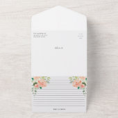 赤面ピーチ春フローラブライダルシャワー及びレシピ オールインワン招待状 (外側)
