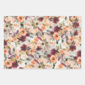 赤面ピーチ&ブルガンディーワインフローラガーデンラッピング ラッピングペーパーシート (正面)