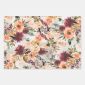 赤面ピーチ&ブルガンディーワインフローラガーデンラッピング ラッピングペーパーシート (正面3)