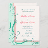 赤面ピーチ&ミント結婚式招待状 招待状 (正面/裏面)