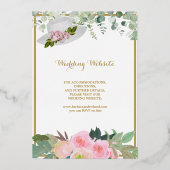 赤面ピ実在ンクゴールドフォイルフローラ結婚ズ 箔招待状 (裏面)