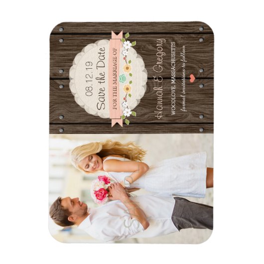 赤面ピ素朴ンクフローラボホ日付を保存 マグネット (縦)