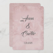 赤面ピ結婚ンクのバラ背景 招待状 (正面/裏面)