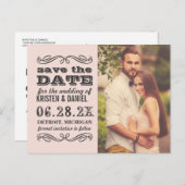 赤面ピ結婚ンクの写真Save the Date 案内ポストカード (正面/裏面)