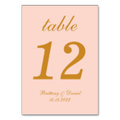 赤面ピ結婚ンクの金ゴールド台本の書道シンプル テーブルナンバー (正面)