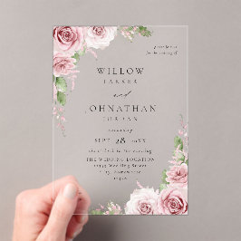 赤面ピ結婚ンクフローラV2 アクリル招待状