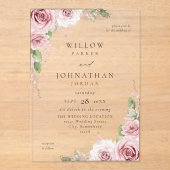 赤面ピ結婚ンクフローラV2 アクリル招待状 (正面)