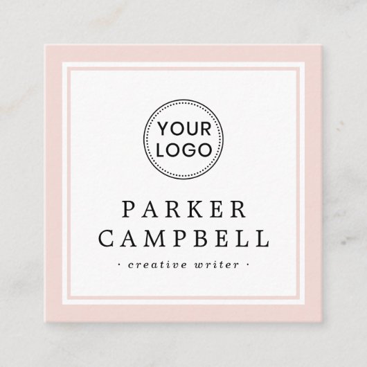 赤面ピ縁どンクカスタムのロゴのミニマエレガントリスト スクエア名刺 (正面)