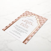 赤面ピ華美ンク結婚インディアンバラ金ゴールド 箔招待状 (回転した状態)