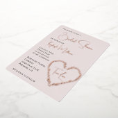 赤面ピ離れンクハートブライダルシャワー 箔招待状 (回転した状態)