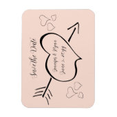 赤面ファンシーピンク書道ハート保存日 マグネット (縦)