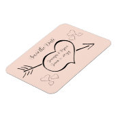 赤面ファンシーピンク書道ハート保存日 マグネット (左側)