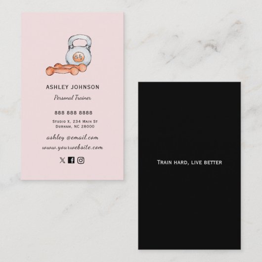 赤面フィットネスギアパーソナルトレーナー名刺 名刺 (正面/裏面)