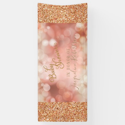 赤面フェアリーライトズバラ金ゴールドグリッターベビーシャワー 横断幕 (縦)