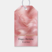 赤面フェイクピンクレザー&ファー ギフトタグ (正面)