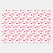 赤面フェミニンピンクとホワイトウォーターのカラーハート ラッピングペーパーシート (正面2)