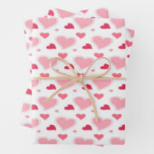 赤面フェミニンピンクとホワイトウォーターのカラーハート ラッピングペーパーシート (インサイチュ)
