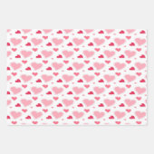 赤面フェミニンピンクとホワイトウォーターのカラーハート ラッピングペーパーシート (正面)