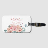 赤面フェミニンピンクとホワイトウォーターのカラーフローラ ラゲッジタグ (正面横)