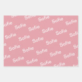 赤面フェミニンピンクとホワイトウォーターのカラーフローラWr ラッピングペーパーシート (正面3)