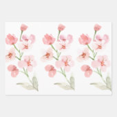 赤面フェミニンピンクとホワイトウォーターのカラーフローラWr ラッピングペーパーシート (正面2)