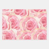 赤面フェミニンピンクとホワイトウォーターのカラーフローラWr ラッピングペーパーシート (正面)