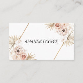 赤面フェミニンピンク水色フローラ  名刺