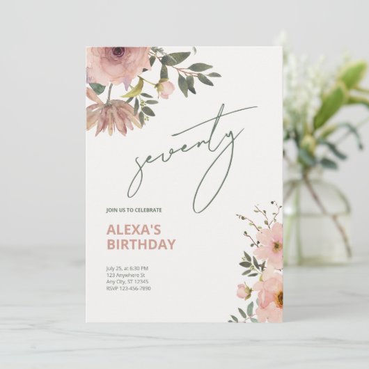 赤面フェミニンフローラジュビリー誕生日 招待状 (スタンド正面)