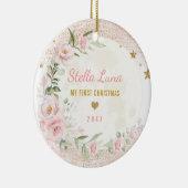 赤面フェミニン金ゴールドムーンスターズベビー1stクリスマス セラミックオーナメント (右)