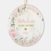 赤面フェミニン金ゴールドムーンスターズベビー1stクリスマス セラミックオーナメント (左)