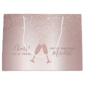 赤面フォイルシャンパントースト21歳の誕生日 ラージペーパーバッグ (正面)
