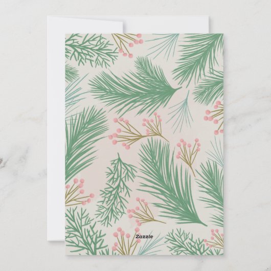 赤面フォレストパインホリーベリーフォトホリデーカード シーズンカード (裏面)