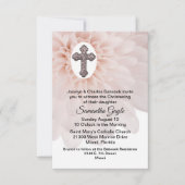 赤面フラワーアンドクロスベビー《キリスト教》洗礼式や命名式招待状 招待状 (正面)