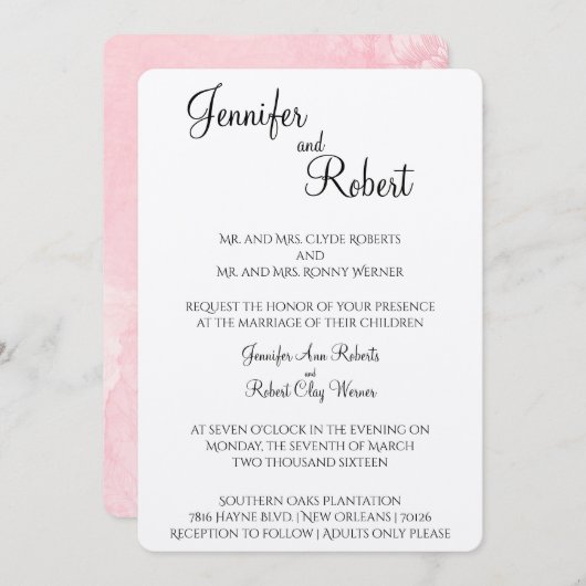 赤面フラワーウォーターカラー結婚式招待状 招待状 (正面/裏面)