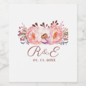 赤面フラワーカスタムウェディング飲料ラベルセット ワインラベル (シングルラベル)